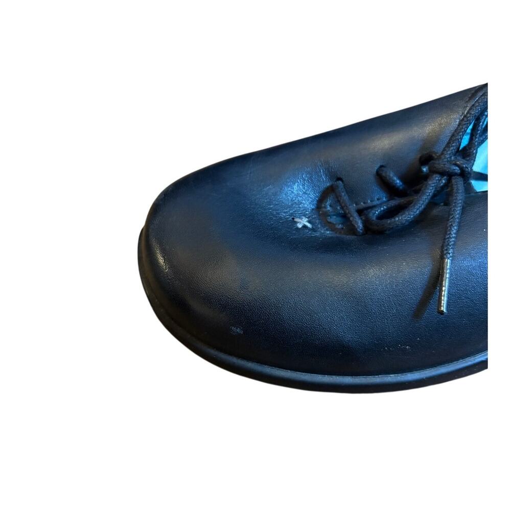 Aetrex US 7 Wide Black Leather Embroidered Lace Up Orthotic Comfort Oxford Shoes - Picture 3 of 10